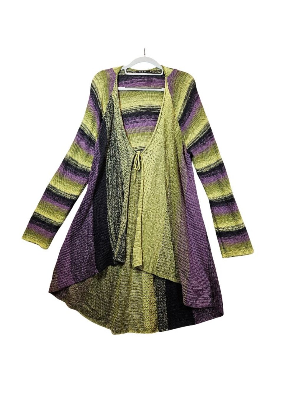 Nic + Zoe Womens XL Duster Cardigan Sweater Tie cotton colorful festive boho
